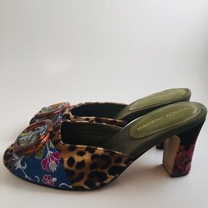 Tracy Porter Leopard Brocade Tortoise Mules 7